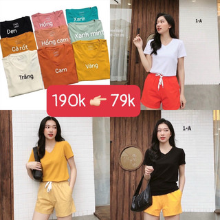 Áo thun trơn cổ tim 𝐇𝐚̀ 𝐆𝐢𝐚𝐧𝐠 𝐕𝐧𝐱𝐤