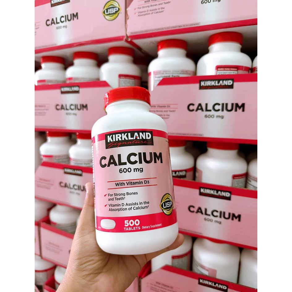 Viên Uống Bổ Sung Canxi Kirkland Calcium 600mg + D3 (màu hồng)- 500 Viên – Mỹ