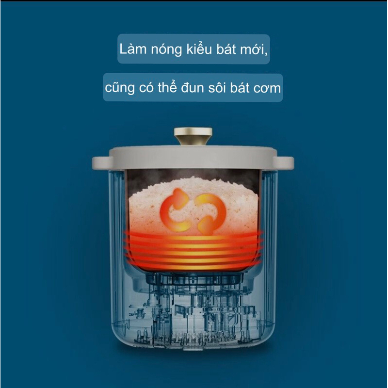 Nồi Cơm Điện Mini BRUNO 1,2L Lòng Nồi Chống Dính Siêu Dày Bảo Hành 6 Tháng - Cáo Đeo Nơ