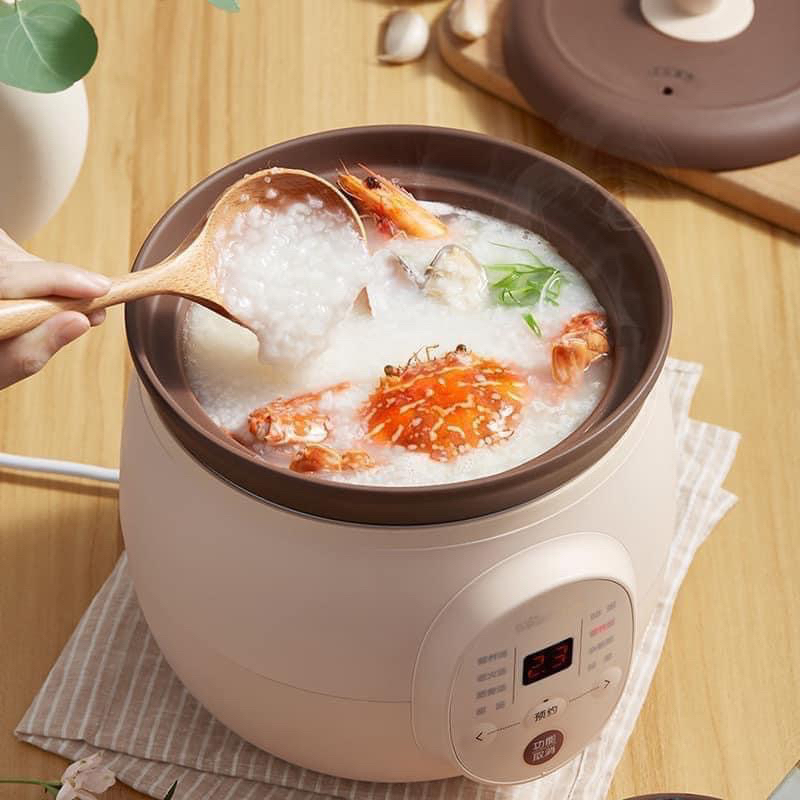 Nồi Nấu Chậm Bear Lõi Gốm Sa Tử Nấu Cháo Hầm Canh Dung Tích 2L Có Bảo Hành - Cáo Đeo Nơ
