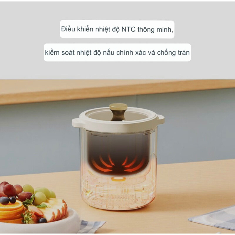 Nồi Cơm Điện Mini BRUNO 1,2L Lòng Nồi Chống Dính Siêu Dày Bảo Hành 6 Tháng - Cáo Đeo Nơ