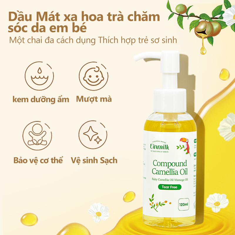 [Einmilk.ân ninh] Tinh dầu hoa trà massge cho bé 100% thiên nhiên dung tích 120ml BMO21