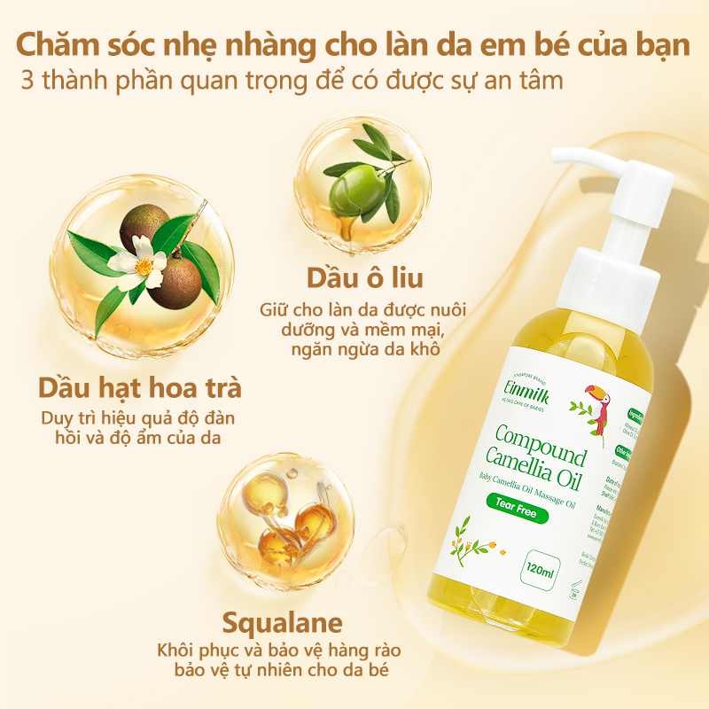 [Einmilk.ân ninh] Tinh dầu hoa trà massge cho bé 100% thiên nhiên dung tích 120ml BMO21