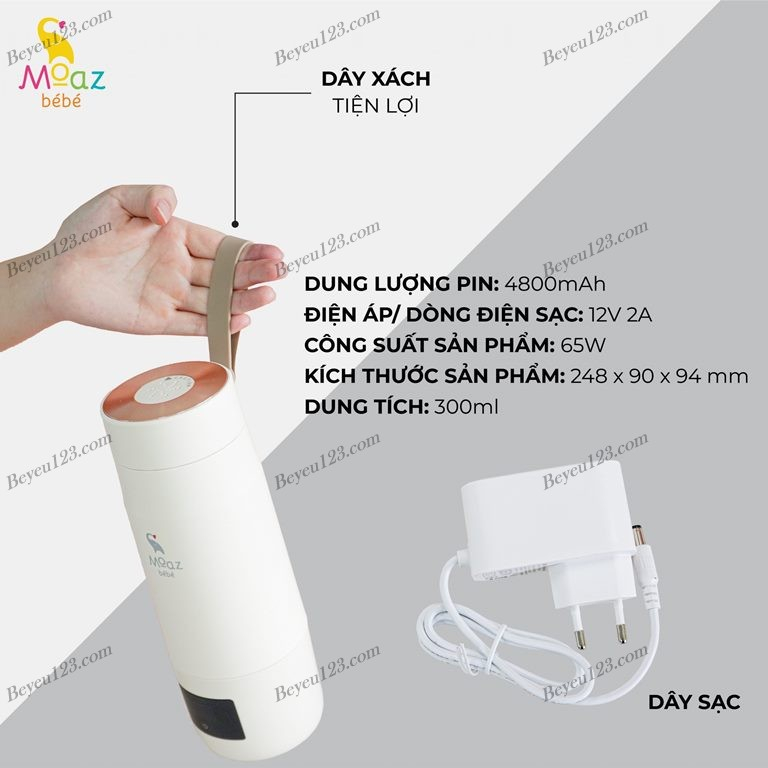 Máy đun nước, bình đun nước pha sữa di động Moaz BéBé MB-058 MB058 / Máy tiệt trùng núm ti giả tia UVC MB045