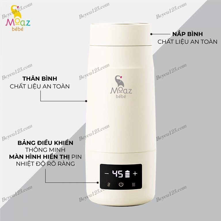 Máy đun nước, bình đun nước pha sữa di động Moaz BéBé MB-058 MB058 / Máy tiệt trùng núm ti giả tia UVC MB045