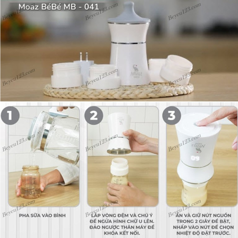Máy hâm sữa di động không dây MOAZ BÉBÉ MB-041 MB041 / Máy tiệt trùng núm ti giả tia UVC MB045