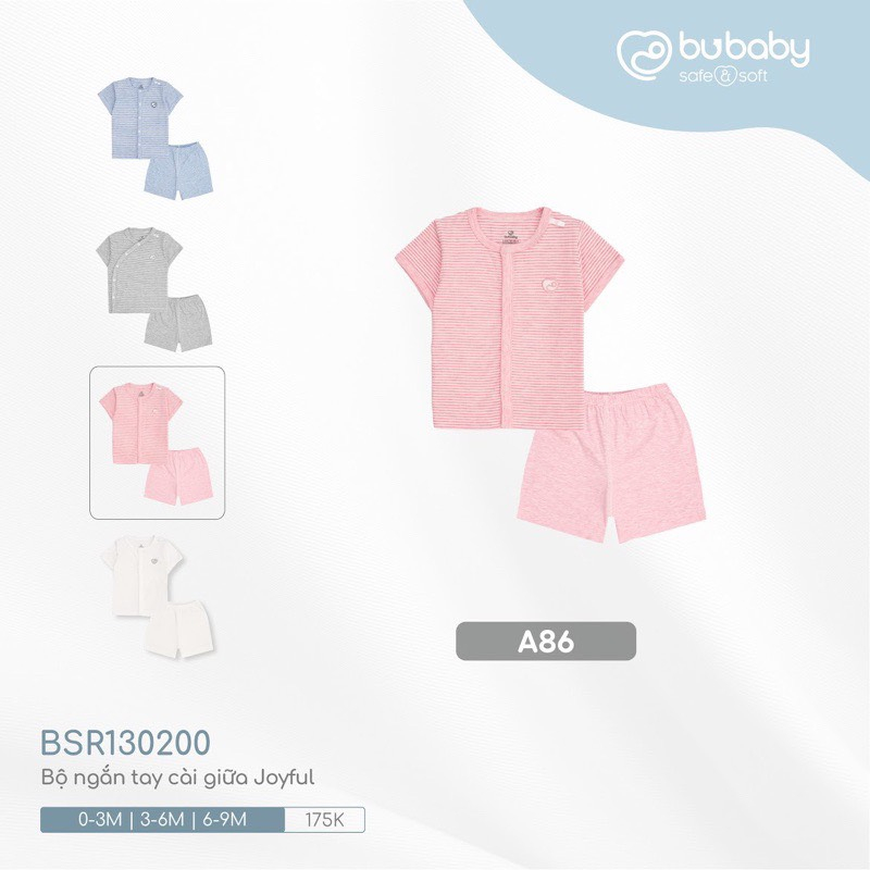 Bubaby BSR130200 Bộ quần áo ngắn tay cài giữa Joyful - BU Siro