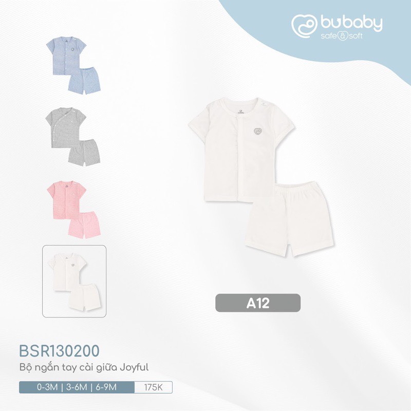 Bubaby BSR130200 Bộ quần áo ngắn tay cài giữa Joyful - BU Siro