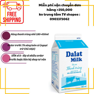 Sữa thanh trùng Đà Lạt Milk không đường 180ml còn ít sale nốt