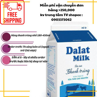 Sữa thanh trùng đà lạt milk 450ml có đường