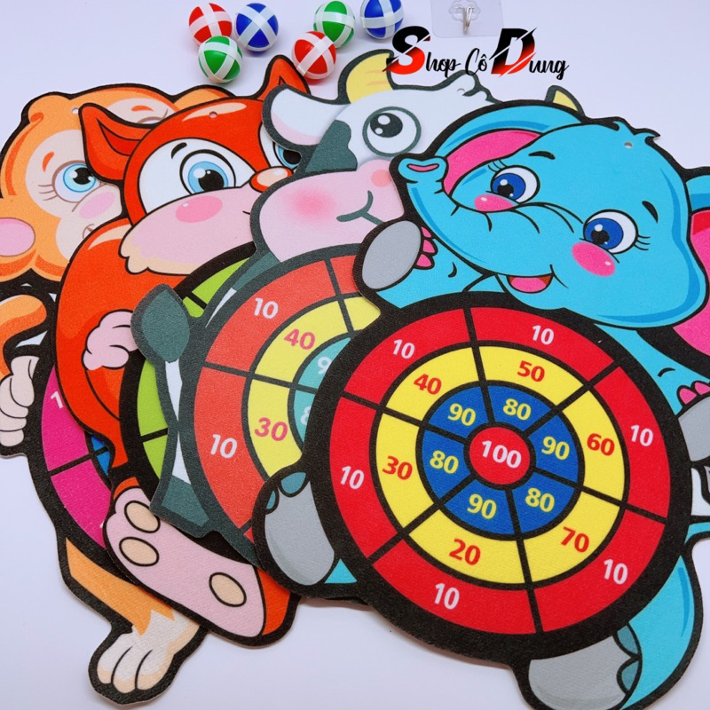 Đồ chơi bảng phi tiêu bóng dính đã kèm 3 bóng chọn hình ngỗ nghĩnh cho bé vận động và luyện mắt luyện tay