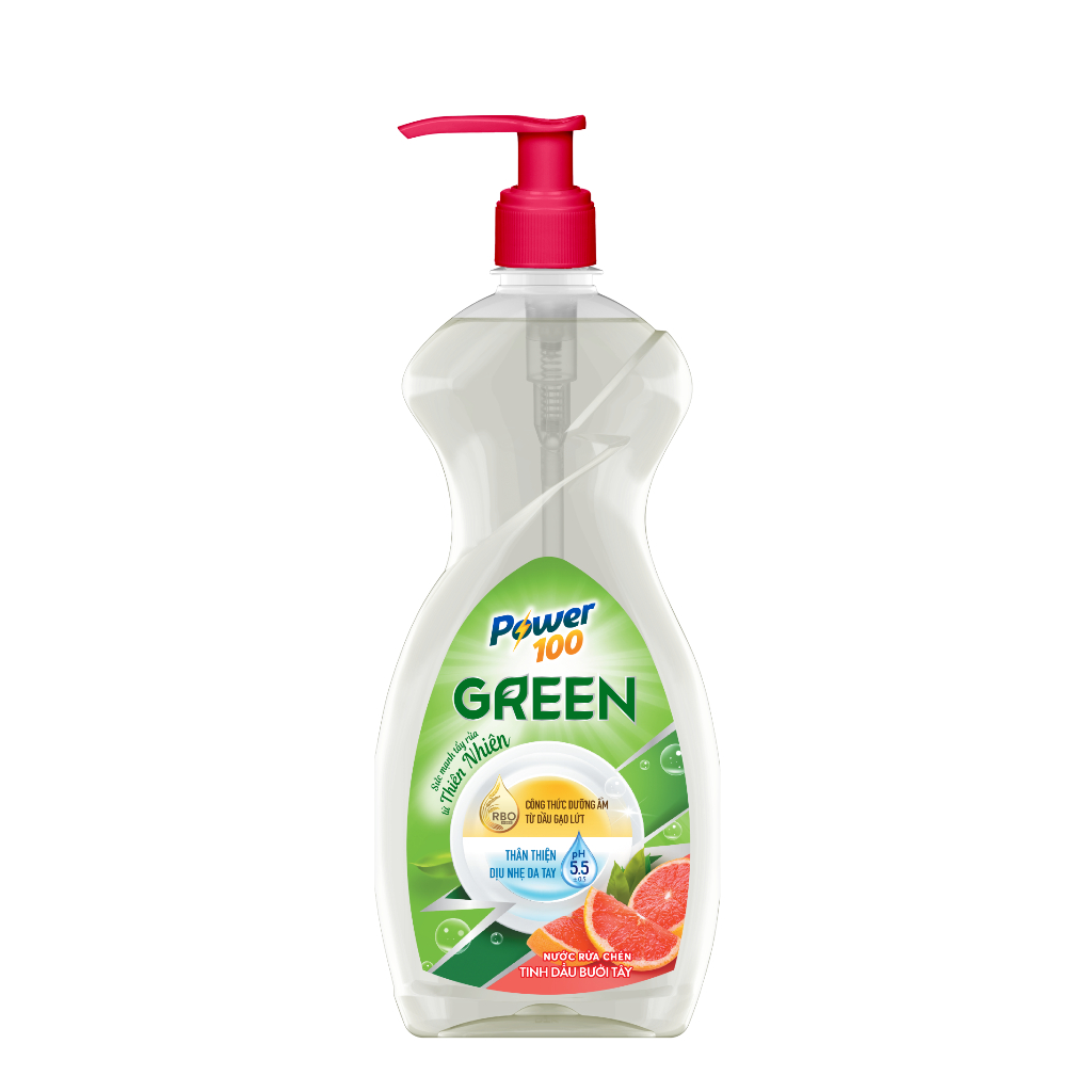 Nước rửa chén Power100 Green tinh dầu bưởi tây 750G