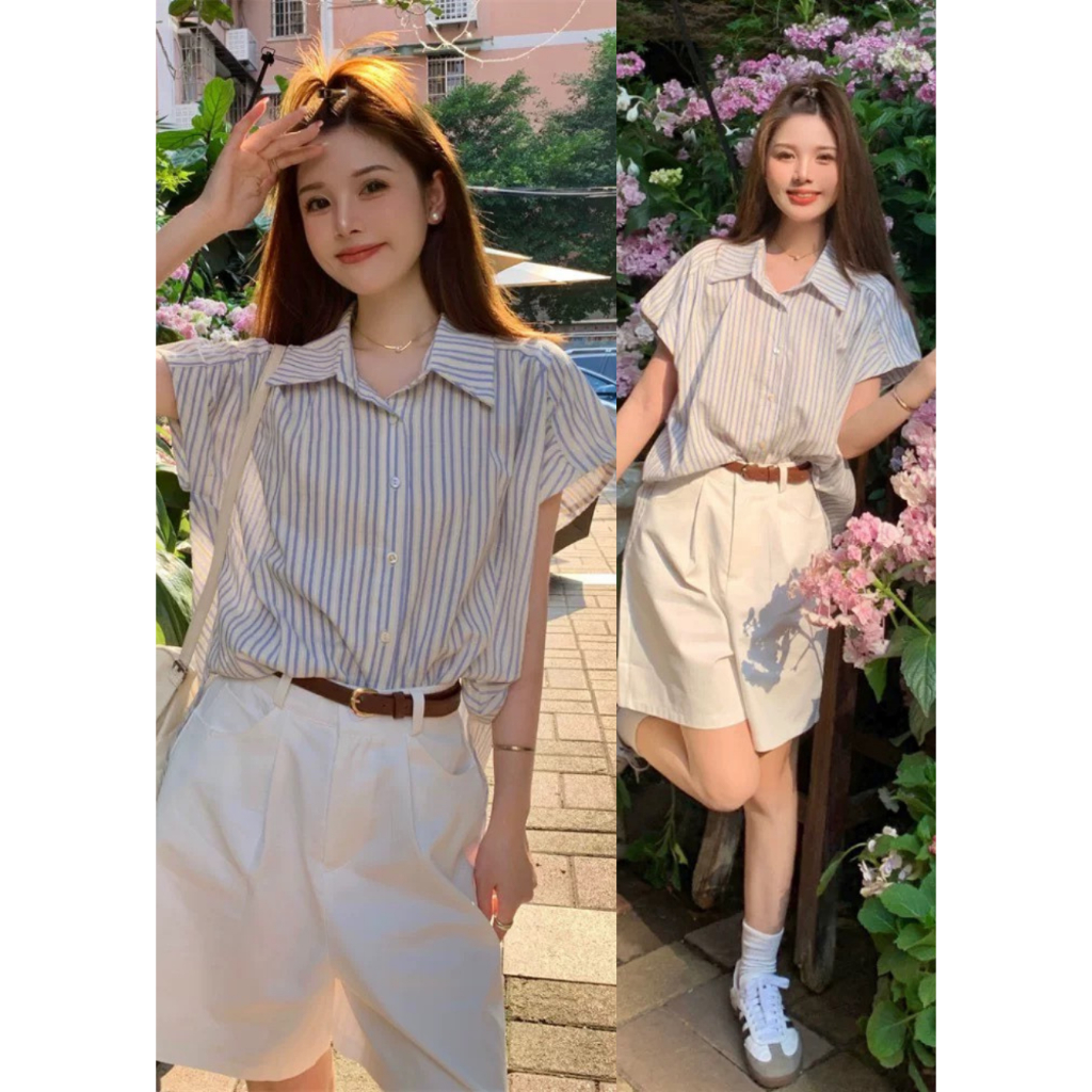 Áo sơ mi kẻ sọc tay hến phù hợp học sinh sinh viên - Retrostyle - Somiketayhen3117_P8K10