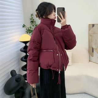 Áo phao dáng ngắn cổ cao không mũ dành cho nữ có 4 màu