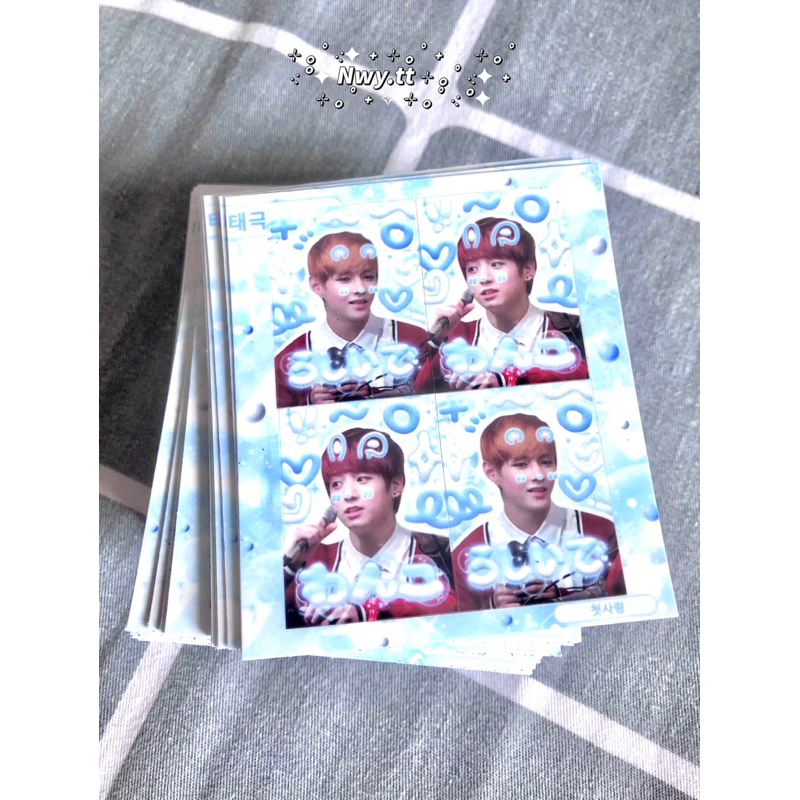 Set 10t sticker niêm phong cán bóng bế viền TaeKook
