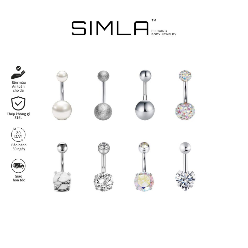 Khuyên rốn kiểu Thép không gỉ 316L khuyên rốn basic Simla  - Simla Body Jewelry