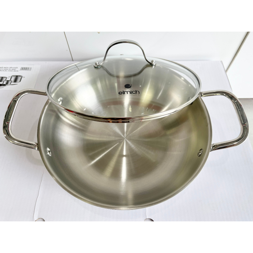 Chảo xào inox cao cấp 3 lớp đáy liền Elmich Trimax EL-3798 size 30cm