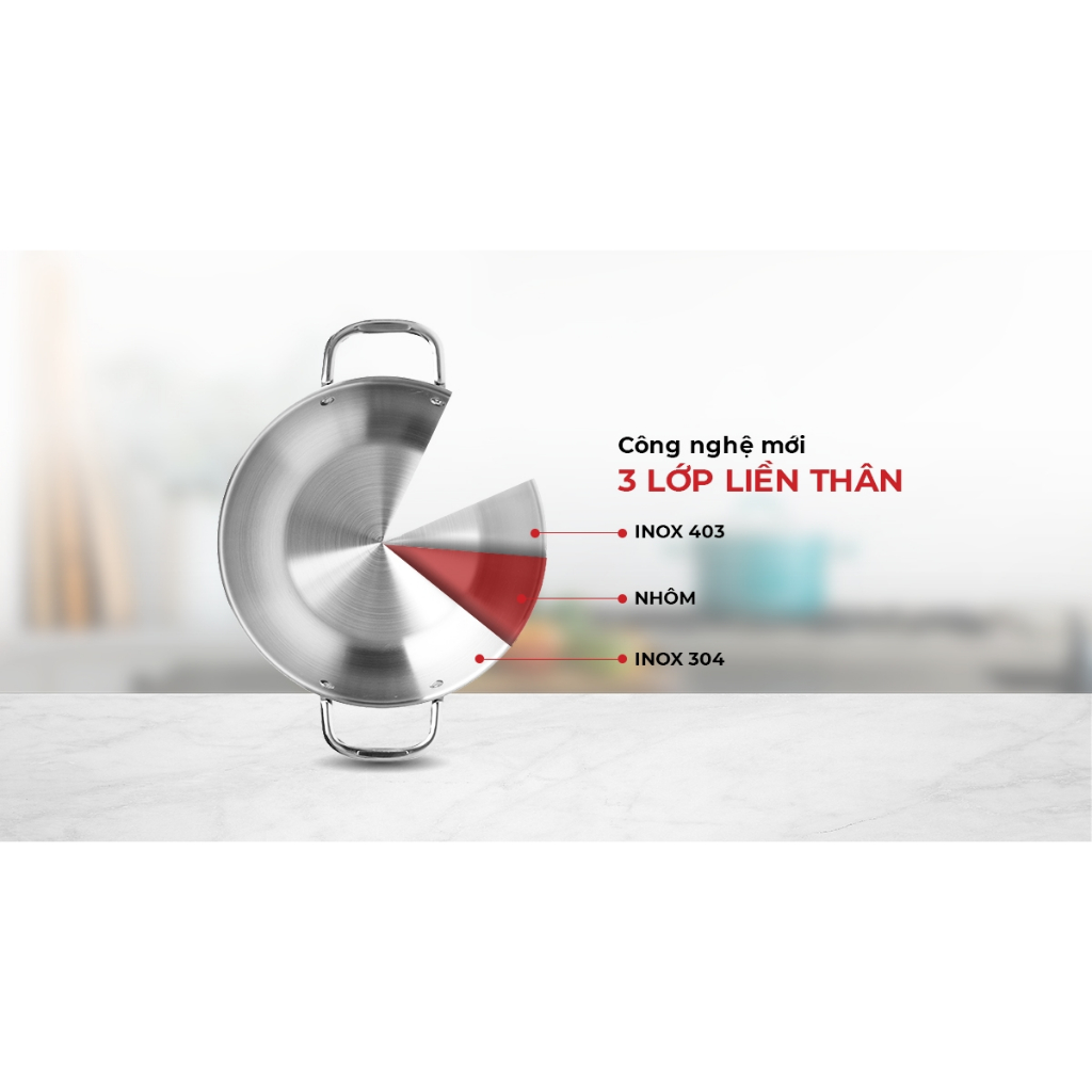 Chảo xào inox cao cấp 3 lớp đáy liền Elmich Trimax EL-3798 size 30cm