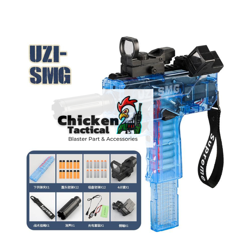 Đồ chơi trẻ em Uzy-SMG nhựa ABS chạy pin bản full option