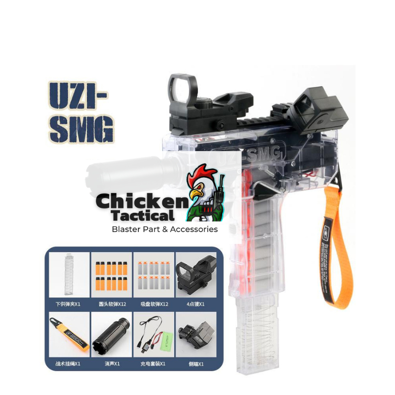 Đồ chơi trẻ em Uzy-SMG nhựa ABS chạy pin bản full option