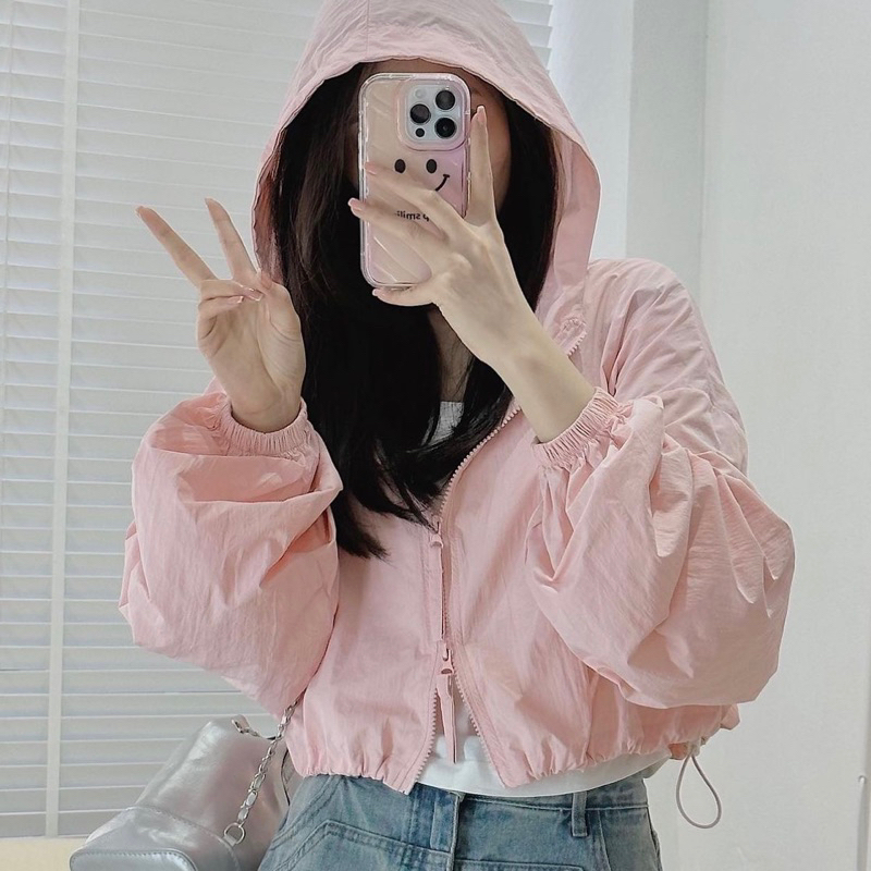 Áo khoác gió mỏng 1 lớp có nón logo