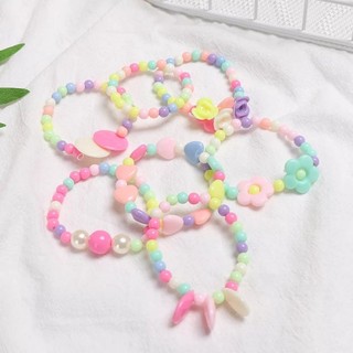 Vòng tay hình bông hoa ,trái tim mix hạt,trang sức handmade cho bé