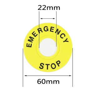 Tem mác dừng khẩn cấp EMERGENCY STOP phi 22 EMERGENCY STOP