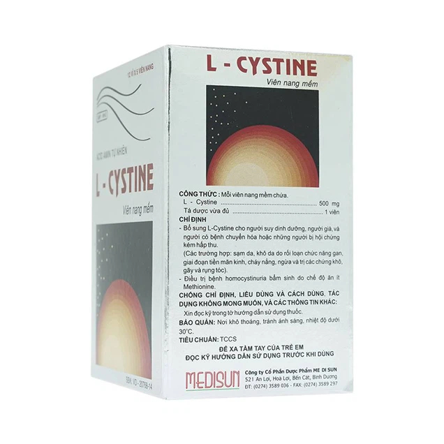 L-cystine  giảm rụng tóc, đẹp da, giảm nám, tàn nhang, hạn chế lão hóa, sạm da - Hộp 60 viên
