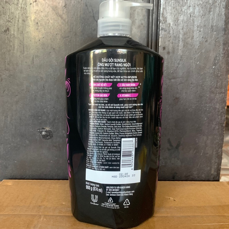 Gội Xả Sunsilk Bồ Kết Óng Mượt Rạng Ngời 900g và 640g