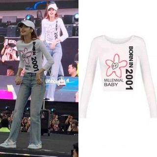 Áo thun tay dài trắng giống Lisa Blackpink