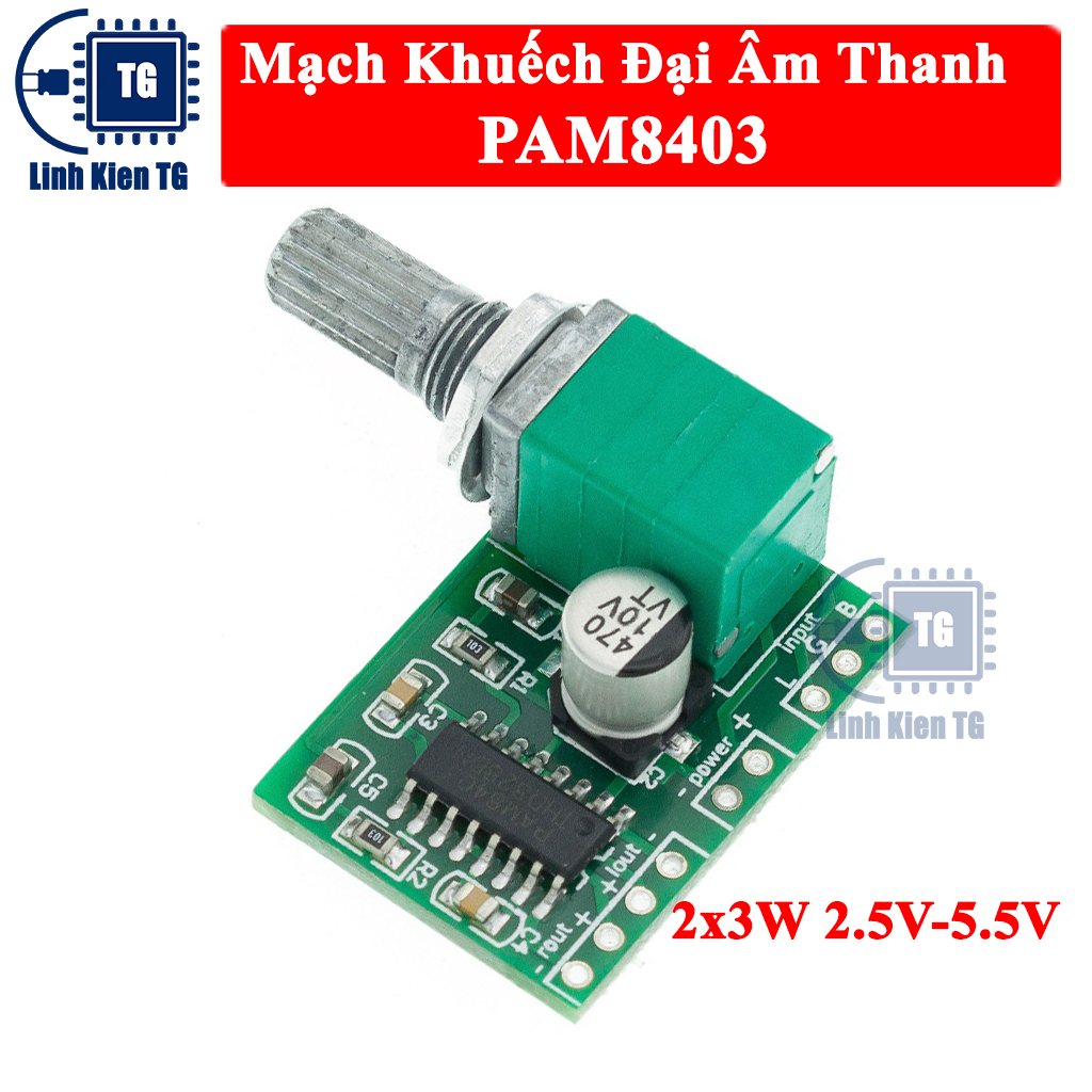 Mạch Khuếch Đại Âm Thanh PAM8403 2x3W 2.5V-5.5V nguồn USB 2 kênh