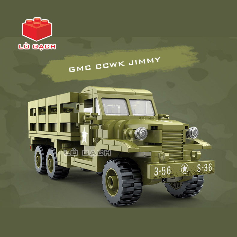 Bộ xếp hình Xe vận tải quân sự Mỹ GMC CCKW Jimmy 6x6 357 chi tiết