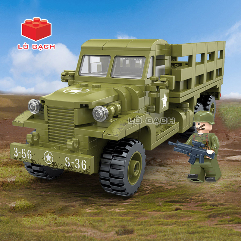 Bộ xếp hình Xe vận tải quân sự Mỹ GMC CCKW Jimmy 6x6 357 chi tiết