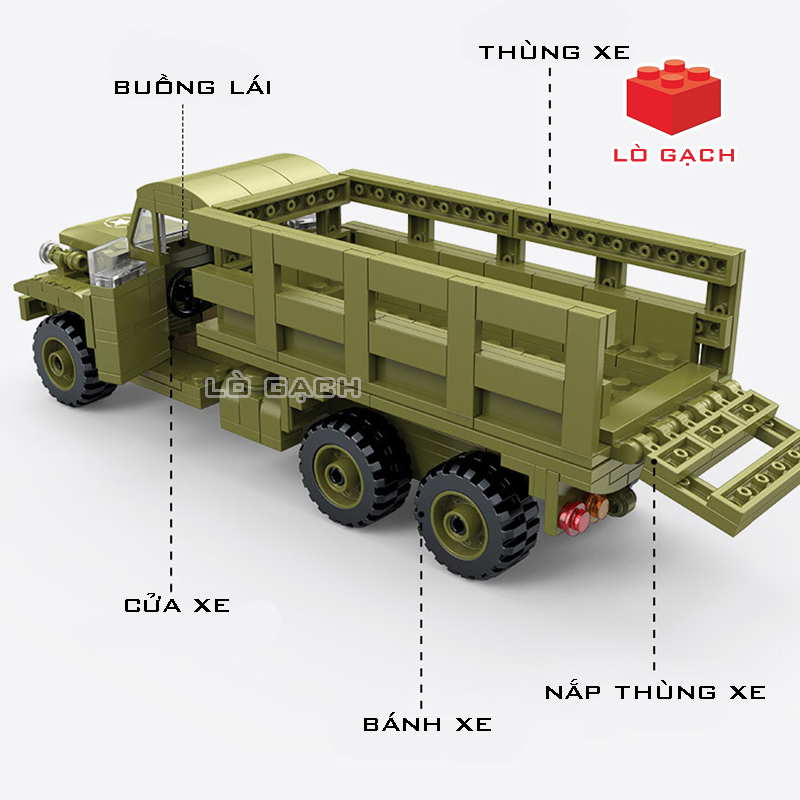 Bộ xếp hình Xe vận tải quân sự Mỹ GMC CCKW Jimmy 6x6 357 chi tiết