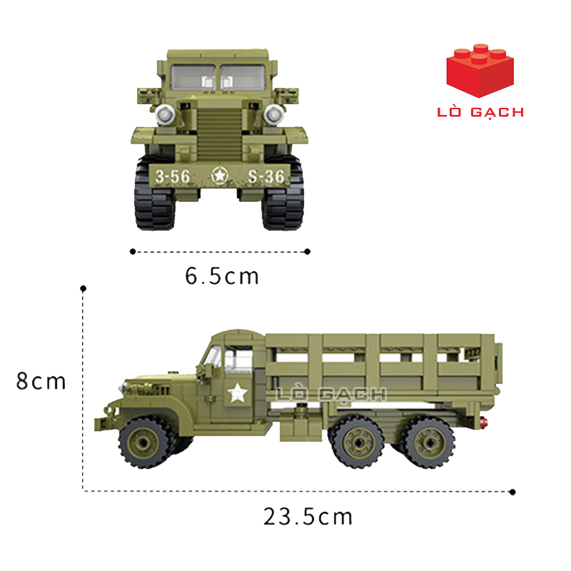 Bộ xếp hình Xe vận tải quân sự Mỹ GMC CCKW Jimmy 6x6 357 chi tiết