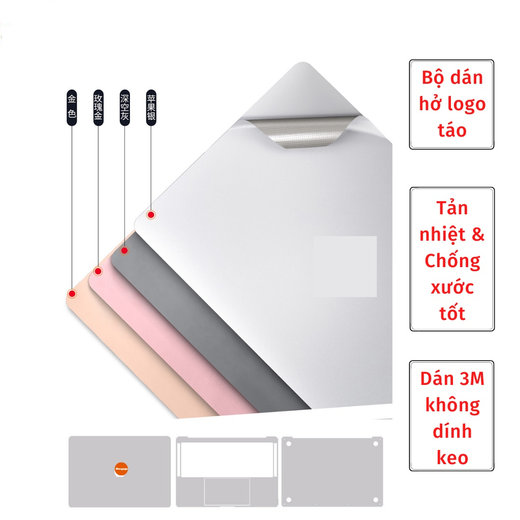 Bộ dán Mác 4 in 1 dành cho Macbook Pro, Air cao cấp, chống trầy xước dành cho máy 13 inch, 14 inch và 16 inch