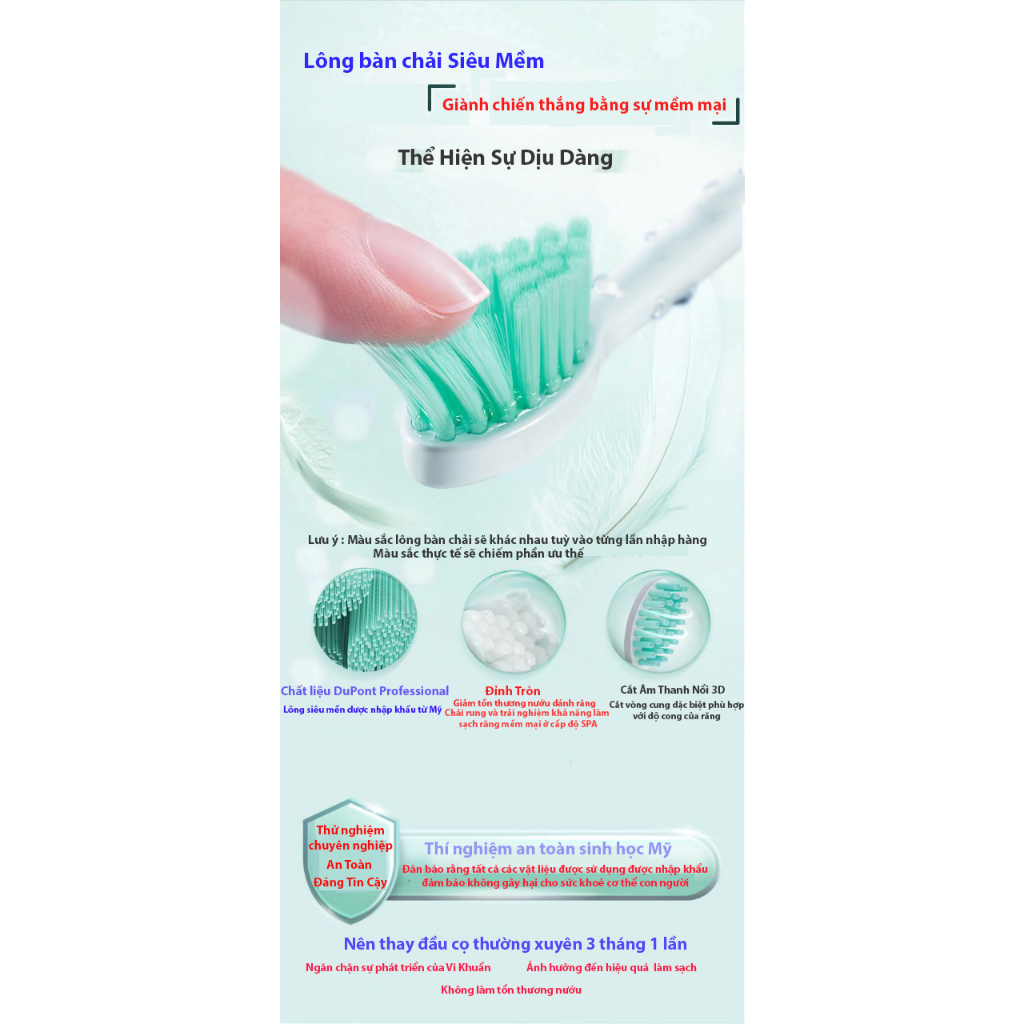 Bàn chải điện đánh răng tự động nhập khẩu chính hãng BWOO vệ sinh răng miệng siêu sạch với lông chải mềm