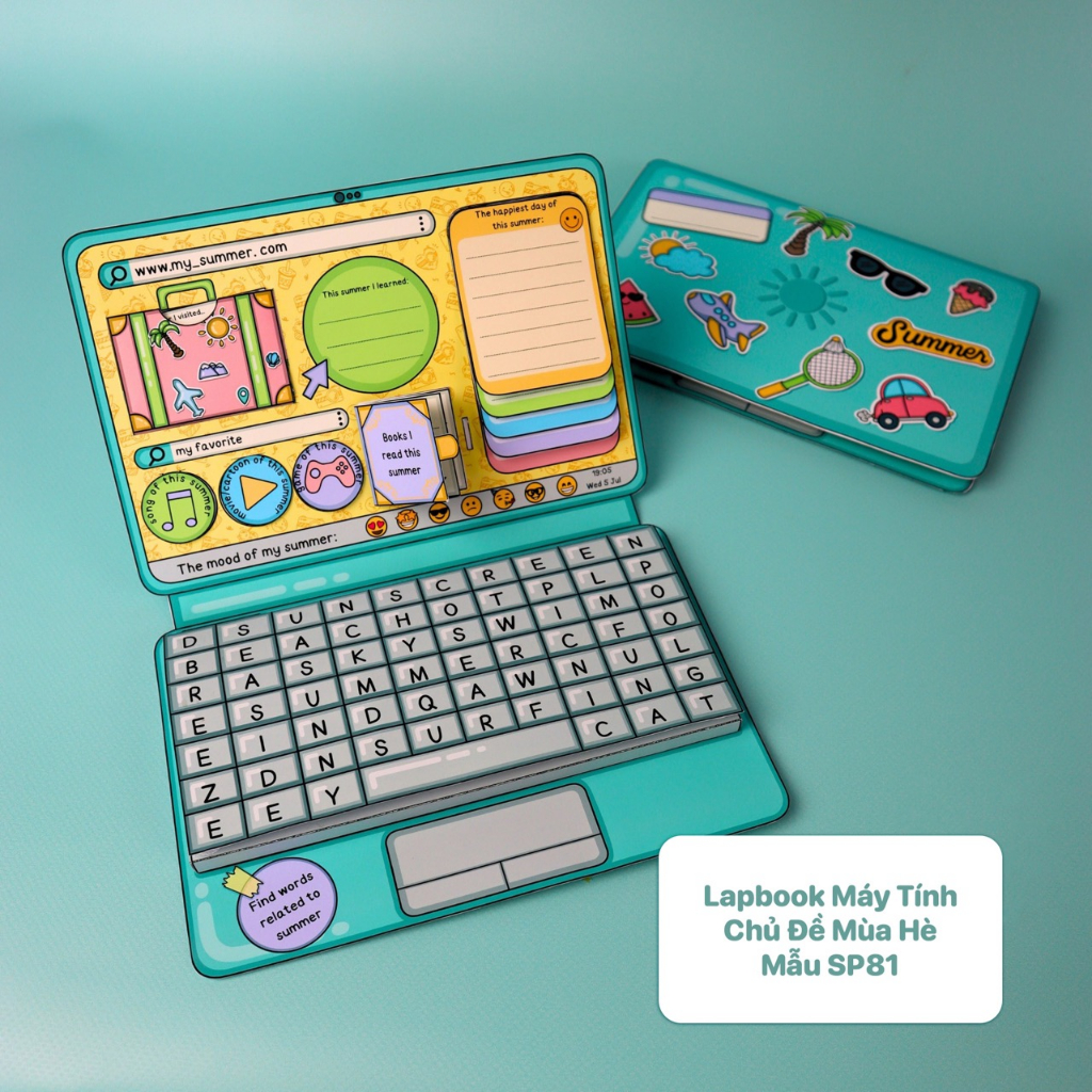 Ngôi Nhà Búp Bê Bằng Giấy - Lapbook, Máy Tính Chủ Đề Mùa Hè - Mẫu SP81