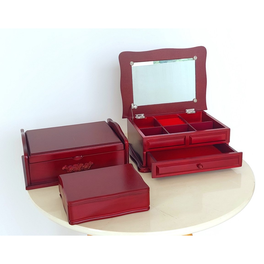 Hộp Nữ Trang Gỗ Có Gương 18x13.5 cm Xinh Xắn - Hàng VN Xuất Khẩu