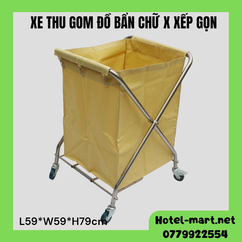 Xe Thu Gom Đồ Bẩn Túi To Có Thể Gấp Gọn