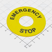 Tem mác dừng khẩn cấp EMERGENCY STOP phi 22 EMERGENCY STOP