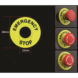 Tem mác dừng khẩn cấp EMERGENCY STOP phi 22 EMERGENCY STOP