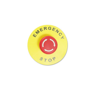 Tem mác dừng khẩn cấp EMERGENCY STOP phi 22 EMERGENCY STOP