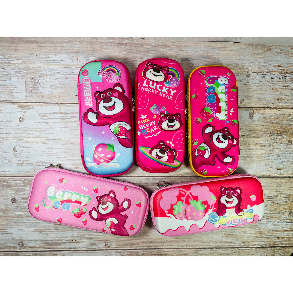 Bóp Bút Gấu Dâu 3D, Bóp Bút Hoạt Hình Dễ Thương 3D, Hộp Bút Bé Trai, Dụng Cụ Học Tập Hộp Bút Gấu Dâu