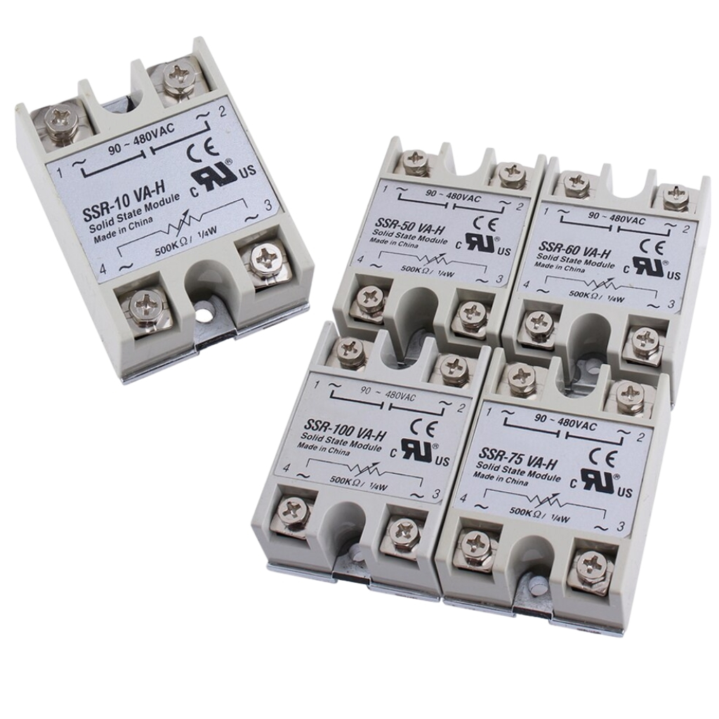 Rơ le bán dẫn SSR-40VA-H, SSR-75VA-H, SSR-100VA-H Solid state relay SSR dùng biến trở vào 500K, điện áp ra 90-480VAC