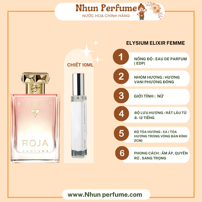 Nước Hoa nữ ELYSIUM ELIXIR FEMME EDP Hương Thơm Ấm Áp, Quyến Rũ, Sang Trọng