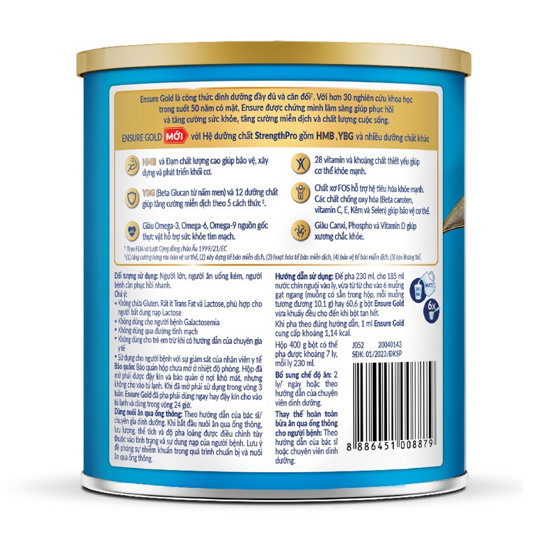 Sữa Ensure Gold Abbott ít ngọt  400g