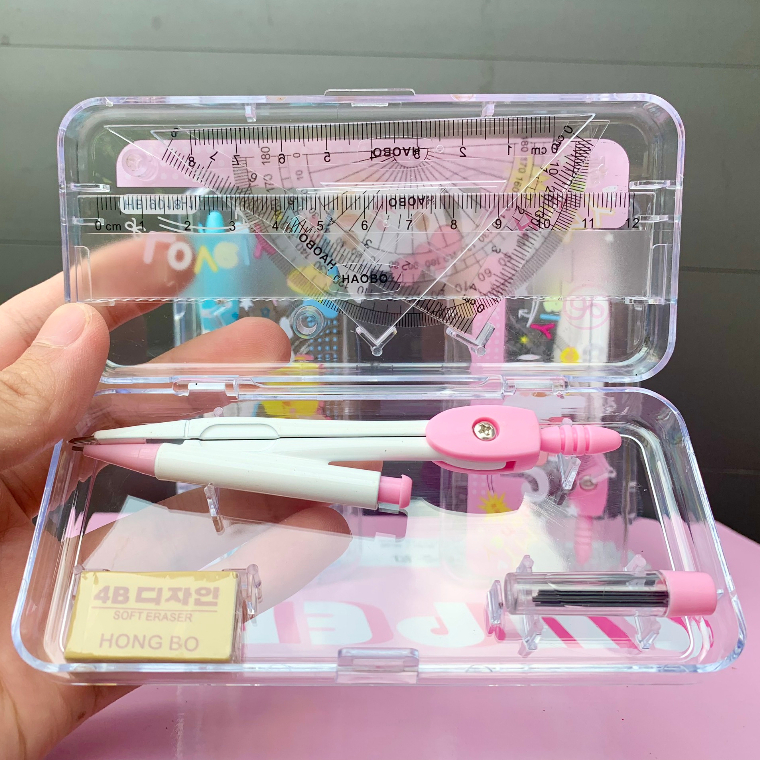 Bộ Compa Chì Kim 7 Chi Tiết, Bộ Đồ Dùng Học Sinh Dễ Thương