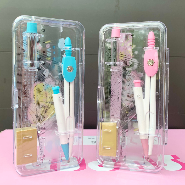 Bộ Compa Chì Kim 7 Chi Tiết, Bộ Đồ Dùng Học Sinh Dễ Thương