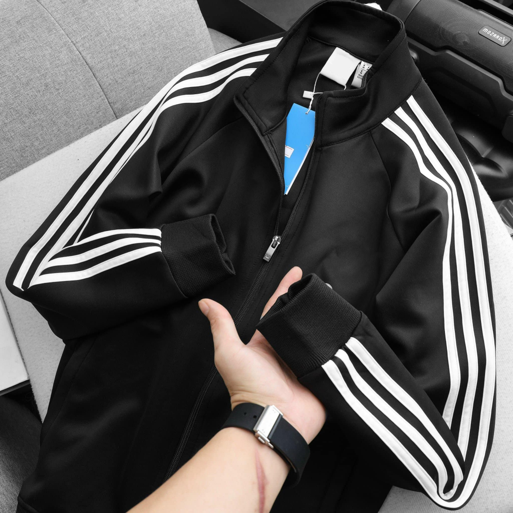 Áo Khoác Bomber Loại 1 Adidas Thể Thao Nam Nỉ Dày Co Giãn Áo Khoác 3 Sọc kẻ Trắng NAM NỮ